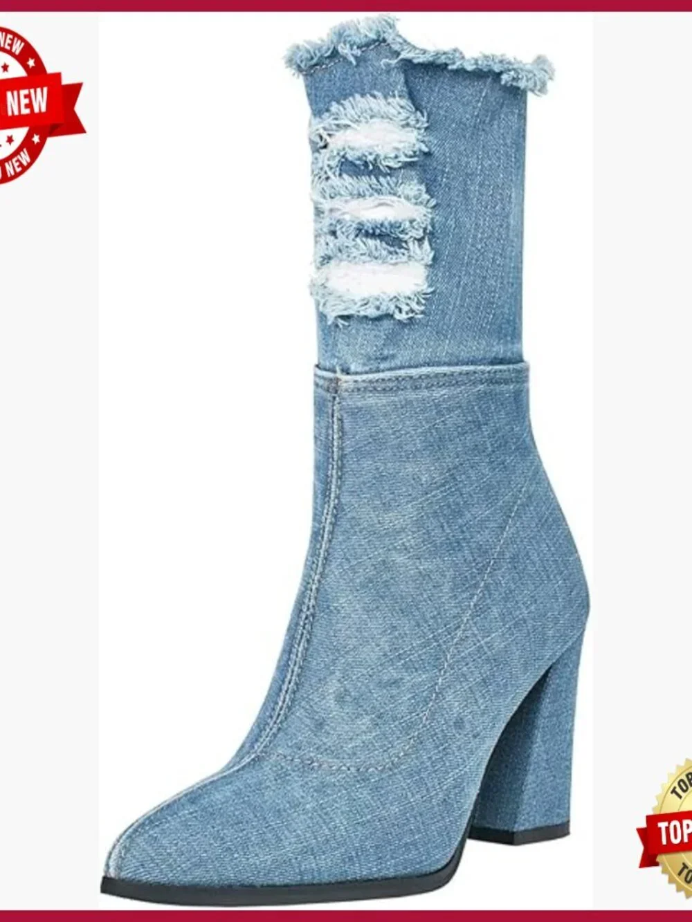 Women's Denim Thigh High Boots Cutout Over The Knee Jean Boots